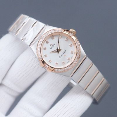 Omega Constelllation Swiss Quartz Movement 27MM Diamond Bezel Women Watch